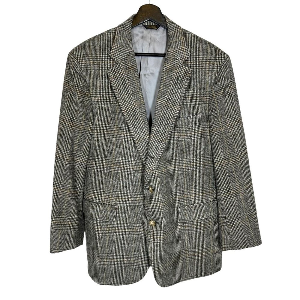 Vintage Grey Krolls Corbin Gentlemens Clothing Plaid Double Button Sport Coat 40